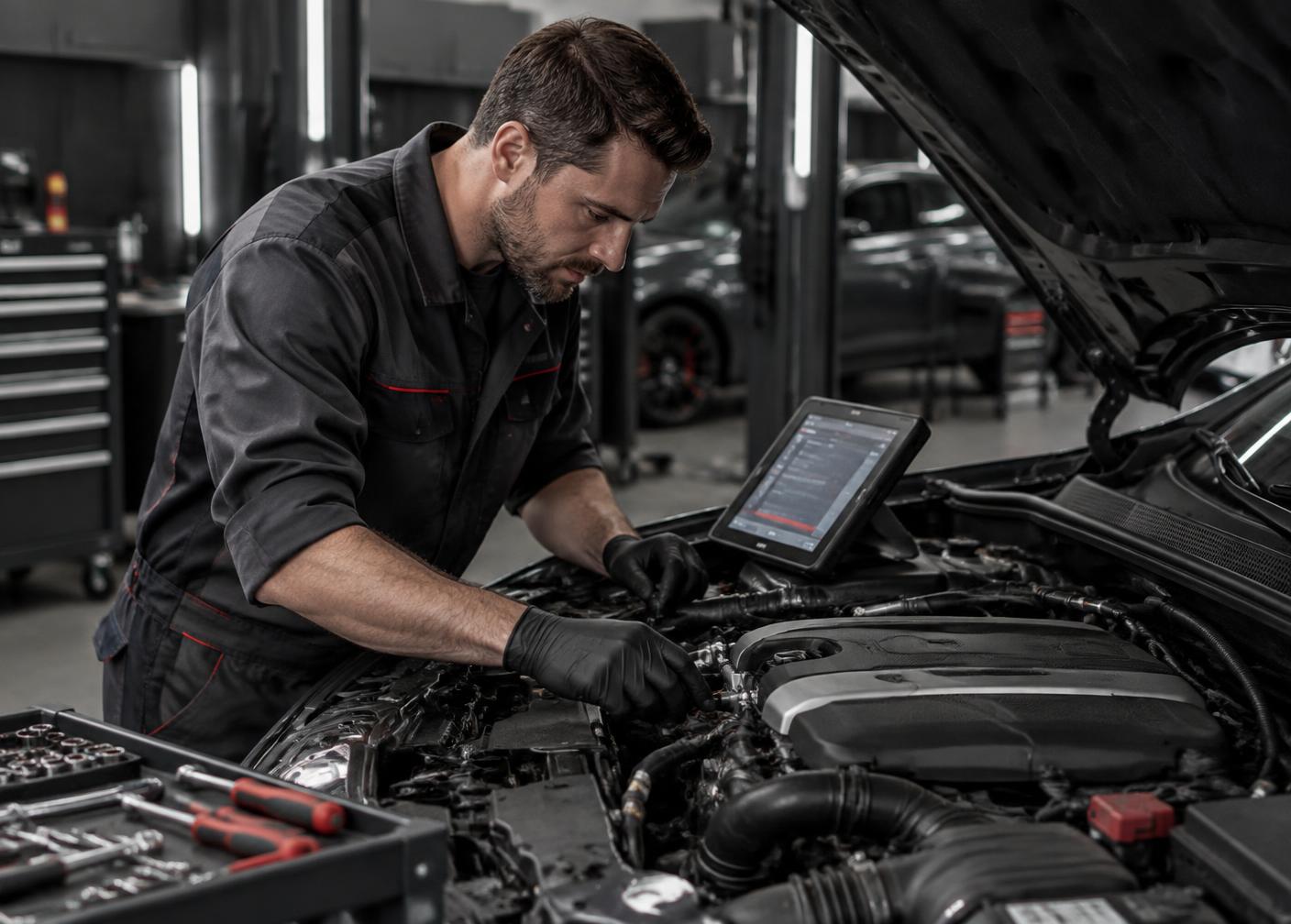Técnico realizando diagnóstico automotivo
